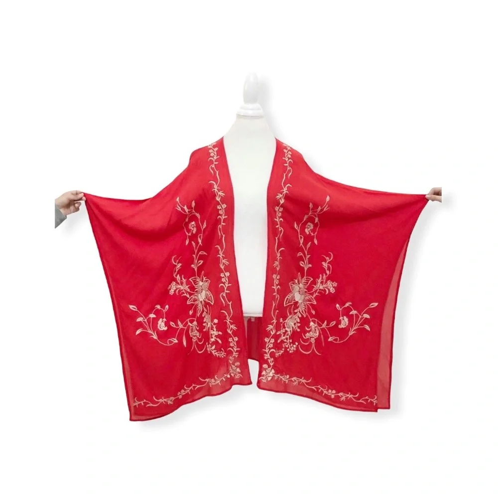 Women’s Kimono Embroidered color Orange and Gold embroidered size Small/… - Picture 2 of 8